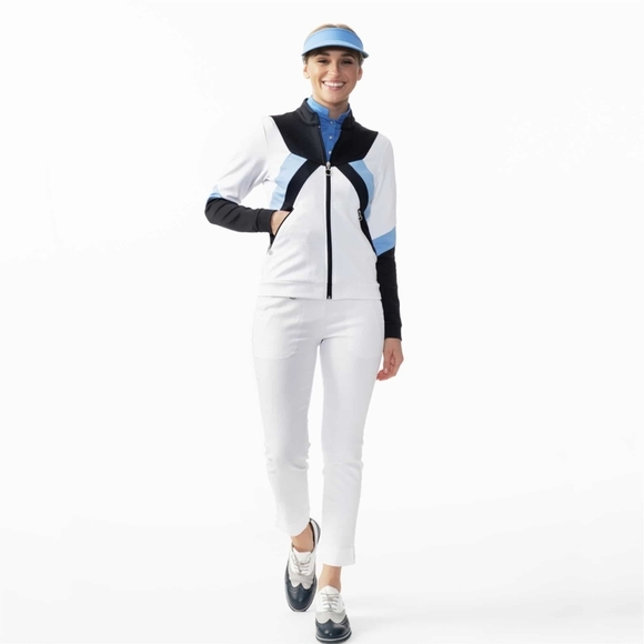 Daily Sports Zara Jacket Long Sleeve Full Zip Pockets Golf Blue White Medium - Picture 7 of 8